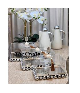 Plateau de service en acier et en fer avec dôme en acrylique Ensemble de deux Qualité supérieure Utilisation à domicile et à l'hôtel Option de logo personnalisé - Product Image 6