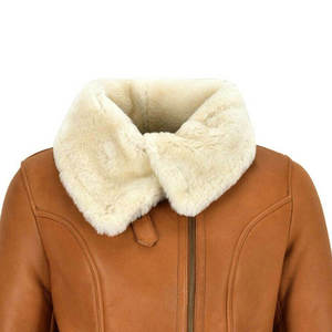 Custom <b>Men's</b> Brown Shearling Leather <b>Jacket</b> Faux Fur Lined Aviator B3 Bomber Winter Coat <b>Warm</b> Zip Up Motorcycle Outerwear - Product Image 2