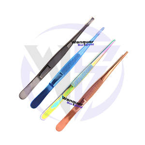 Fórceps de vendaje de pulgar de titanio de alta calidad con punta dentada Instrumentos de fuente manual superior de acero inoxidable recubiertos de 4 colores - Product Image 3
