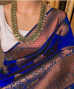 Prêt à porter broderie traditionnelle travail Banarasi Khadi Sari soie fête indienne vêtements de mariage dames prix de gros Net tissu - Product Image 6