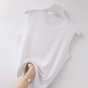 Fashion Women All-match Sleeveless Knit Tank Top Summer New Female Clothing Thin <b>Slim</b> Short Solid Pullover Casual <b>Vest</b> - Product Image 5