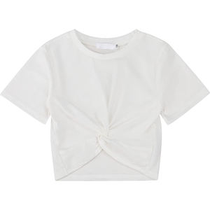 Nueva llegada con logotipo OEM, conjuntos gemelos para niñas, camisetas y pantalones cortos de patrón sólido, chándales cortos de verano - Product Image 3