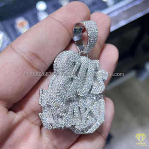 Declaración de lujo Hip Hop Street Style VVS Lab Grown Diamond 60s Colgante Frase personalizada Hombres Bling Rapper Charm - Product Image 3