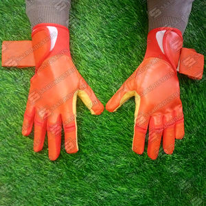 Gants de frappe de baseball en cuir de vachette véritable de haute qualité, en combinaison de couleurs orange et beige uniques, pour l'entraînement - Product Image 2