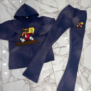 Service OEM personnalisé survêtement vintage homme, surdimensionné, délavé, streetwear pour homme, sweat à capuche personnalisé et survêtements évasés, délavés à la pierre - Product Image 4