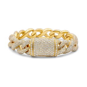 Bracelet en Moissanite VVS plaqué or 14K à deux rangées de diamants ronds en argent 925 pour hommes, bijoux fins Hip Hop - Product Image 5