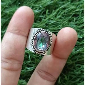Anillo de Plata de Ley 925 con Engaste de Bisel y Topacio Místico que Cambia de Color, Joyería de Boda Hecha a Medida para Mujer, Venta al por Mayor - Product Image 2