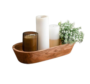 Tazón de Vela decorativa de masa de madera Natural, forma rectangular, tazón de frutas de madera hecho a mano 100%, diseño moderno, superventas - Product Image 2