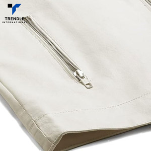 Wholesale Price Long <b>Thin</b> Stand Collar Front Logo Leather <b>Jackets</b> Hot Selling Winter 2025 New Style for <b>Men</b> - Product Image 4