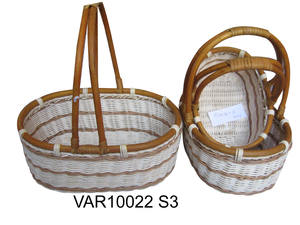 Set of 3 Handwoven Rattan Decorative <b>Storage</b> Baskets with Handles for <b>Home</b> <b>Organization</b> - Product Image 2