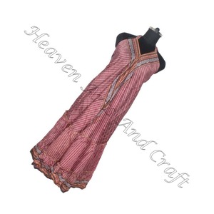 Hippy Boho vêtements décontracté Western femmes Vintage soie Sari Boho longue Maxi robe dames élégant dîner robe sans manches soirée - Product Image 3