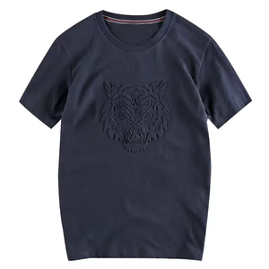 Camiseta de Algodón Premium con Estampado en Relieve para Hombre, Personalizada, Cuello Redondo, Talla Grande 2026 - Product Image 1