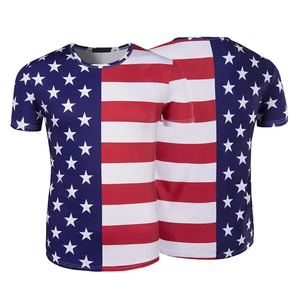 USA drapeau fabrication lourd t-shirt hommes sur grande taille t-shirts hommes impression logo USA taille polyester streetwear t-shirt - Product Image 3