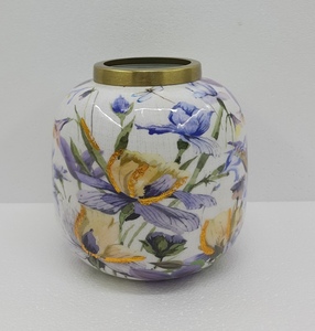 <b>Unique</b> Design Metal Flower <b>Vase</b> Decal Enamel Finished for Home and Hotels Tabletop Decor Handmade Customized Bulk - Product Image 1