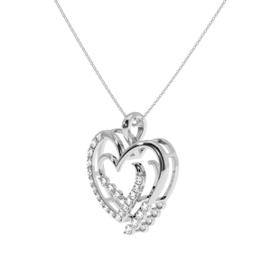 AJRETAIL Colgante de corazón abierto chapado en oro rosa - Diamante natural de 0,29 quilates, color GH, claridad VS - Product Image 5