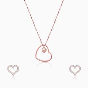 สร้อยคอจี้ดีชุดหัวใจสีโรสโกลด์ - Product Image 4