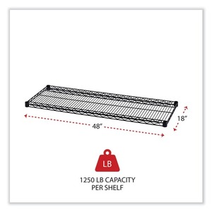 Alera ALESW584818BL Industrial 48 Pulgadas X 18 Pulgadas Estanterías de Alambre Negras, Estantes de Alambre Adicionales para Garaje, 2 Piezas por Caja - Product Image 4