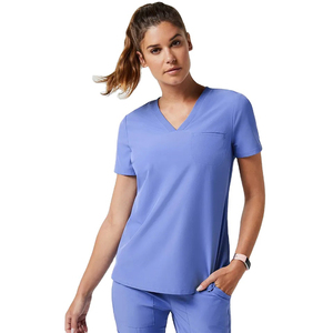 Uniforme médico para mujer de ajuste cómodo, confeccionado con tela elástica transpirable que proporciona fácil movilidad, tacto suave y durabilidad confiable. - Product Image 1