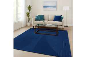 Alfombra de área de lana Handloom de pila mediana ecológica azul sólido moderno para decoración del hogar de dormitorio y sala de estar - Product Image 3