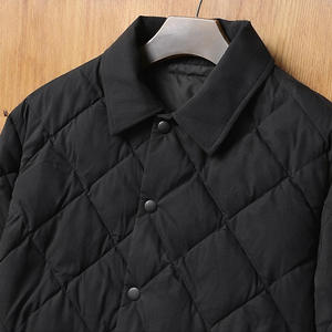 Men Black Quilted Jacket Premium Padded Winter <b>Coat</b> Diamond <b>Stitch</b> Insulated Snap Button Outerwear Casual Streetwear Fashion - Product Image 5