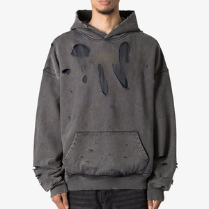 Sweat-shirts à capuche en molleton 100% coton, coupe ample, poids lourd, personnalisés, pour l'automne, brodés, teints en uni, pour hommes - Product Image 6