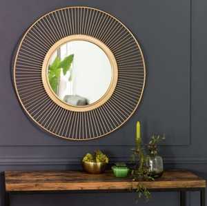 Marco de Espejo de Resina Artesanal de Metal con Acabado Dorado Antiguo Moderno, Decoración Única para el Hogar, Escultura Art Deco para Colgar en la Pared - Product Image 4