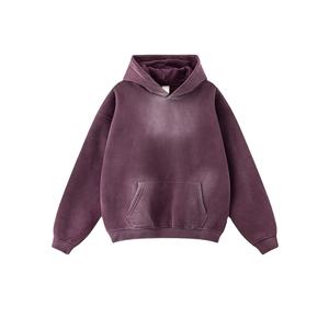 Sweat à capuche personnalisé 2024 surdimensionné délavé à l'acide fabricant 100% sweat à capuche en coton sweat à capuche vintage délavé de haute qualité sweats pour hommes - Product Image 1