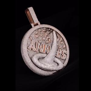 Pendentif en argent 925 serti de diamants, testeur de diamants Fashion Pass, bijoux personnalisés, pendentifs en moissanite VVS, diamants glacés, bijoux pour hommes - Product Image 4