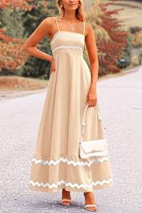 2025เดรสแม็กซี่ยาวถึงข้อเท้าสำหรับผู้หญิงเดรสสีพื้นผ้าคอตตอนแขนกุดสำหรับวันหยุดฤดูร้อนลำลองสีดำ - Product Image 3