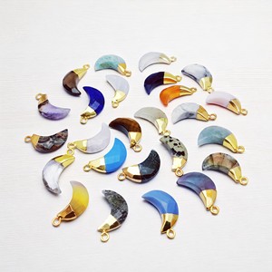 Lapislázuli 18x7mm chapado en oro Briolette corte media luna encantos colgante de plata esterlina suministros de joyería hechos a mano a granel de moda - Product Image 4