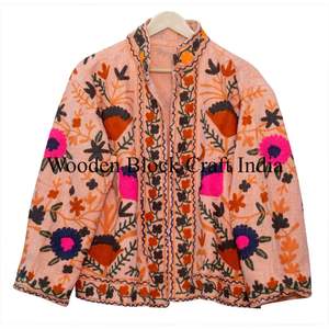 Veste élégante en tissu indien tricoté respirant, broderie à la main, matelassée, tissée, en coton floral, tissu Suzani, décontractée, hiver/printemps - Product Image 6