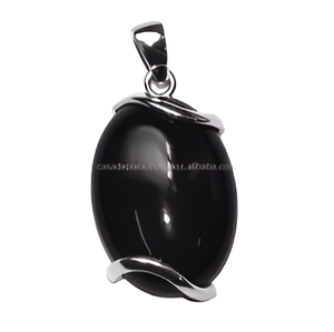 Colgante de Plata de Ley 925 con Ónix Negro Ovalado Cabujón, Joyería Clásica de Diseño para Compromiso, Bañado en Plata - Product Image 4