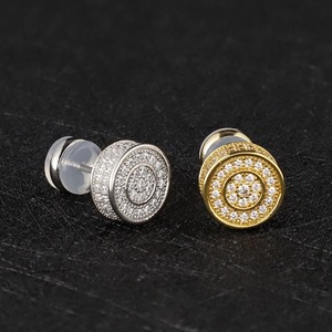 Pendientes de tuerca para hombre Cities Jewelry Wholesale, chapados en oro de 18k, plata de ley 925 con circonita cúbica, para hombre - Product Image 3