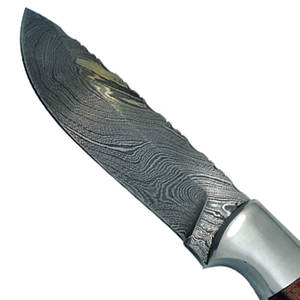 มีดล่าสัตว์เหล็กดามัสกัสพร้อมใบมีดคงที่และด้ามจับไม้ทำจากโรงงานสั่งทำได้ตามต้องการ - Product Image 3