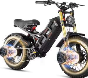 Vélo électrique de montagne de haute qualité 2025 2500W 40MPH à double moteur 52V 60AH longue portée avec pneus larges - Product Image 1