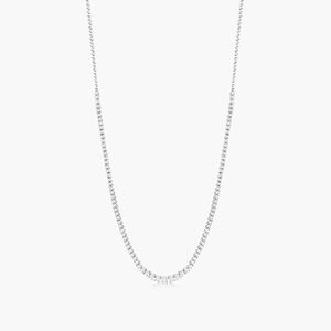 Elegant Rhodium Plated <b>Silver</b> <b>Tennis</b> Chain <b>Necklace</b> with Full Pave SettingClassic <b>Silver</b> <b>TenniS</b> <b>Necklace</b> with Micro Pave - Product Image 2