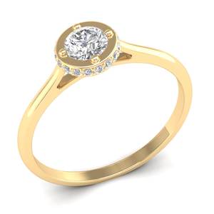 REYES Custom 14K Yellow Gold Round Cut 0.62 Carat Lab Grown <b>Diamond</b> Rings Exquisite Wedding Engagement Gift Fine <b>Jewelry</b> - Product Image 2