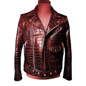 Chaqueta de piel en relieve Unisex Piel de cocodrilo exótica - Product Image 4