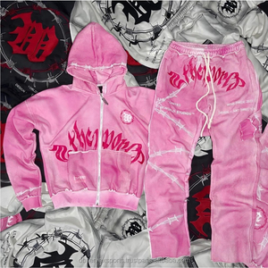 Nuevos conjuntos de Sudadera con capucha con estampado de soplo para hombres y mujeres, pantalones de chándal con serigrafía, chándales Unisex Y2K, moda para hombres a granel - Product Image 6