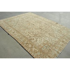 พรมวินเทจตุรกี ขนาด 6.9x9.6 ฟุต สีน้ำตาล พรมขนสัตว์อิคัตขนาดใหญ่ - Product Image 4