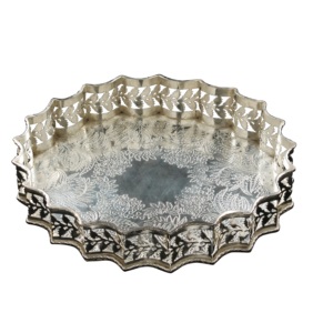 Plateau de service en métal avec finition antique pour servir de délicieux plats et desserts dans les hôtels et restaurants, et plateau de service pour desserts. - Product Image 1