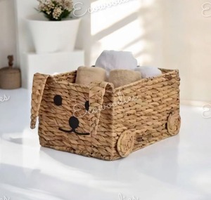 ตะกร้าหวายสำหรับเก็บของเล่นสำหรับเด็กตกแต่งห้องเด็กตู้เสื้อผ้าของตกแต่งบ้านกระต่ายสัตว์แบบแฮนด์เมด - Product Image 1