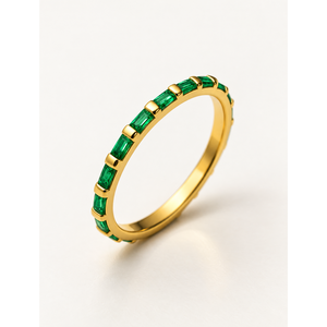 Emerald Cut Zircon <b>Couple</b> <b>Ring</b> Gold Plated Fine Geometric Jewelry - Product Image 1