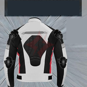 Blouson de moto Block Motor, veste zippée intégrale, vêtement d'extérieur, argent, unisexe, col montant, respirant, cuir, toutes saisons, automne, tendance, couleur - Product Image 5