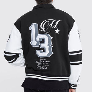 Bombardero de béisbol personalizado universitario para hombre con bordado de chenilla de alta calidad OEM Letterman Crop Applique Jersey Boxy Fit Winter Stand - Product Image 5