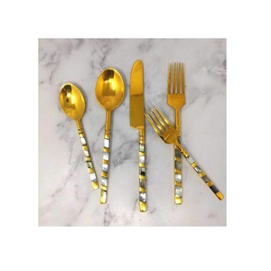 Juego de cubiertos de cena de latón y fregona de 5 con esmalte para restaurante, tamaño personalizado, los últimos juegos de cubiertos de nácar a precio barato - Product Image 1