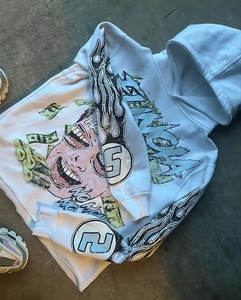 Harajuku Money Face Print hommes sweats à capuche graphique y2k top sweat à capuche surdimensionné homme hoodi Couples américain streetwear goth hommes vêtements - Product Image 3