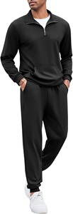 Custom High Quality <b>Men's</b> 2-Piece Quarter <b>Zip</b> Sweatsuit Set Casual Athletic Running Jogging Tracksuits for Winter Season - Product Image 6