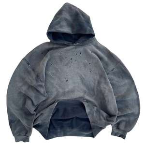 Sudadera con Capucha de Moda Invernal para Hombre, 100% Algodón, Lavado Desteñido, Estilo Urbano, con Bordado y Detalles Decorativos de Pedrería - Product Image 1