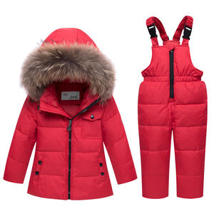 Ensemble de veste deux pièces pour enfants, en polyester teint en pièce, à capuche, coupe-vent, respirant, grande taille, chaud pour l'hiver - Product Image 6